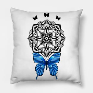 Butterfly and Mandala Pillow