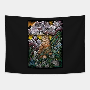 Owl of gears Tapestry