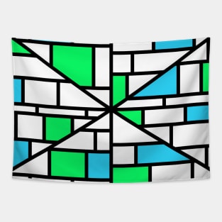 Abstract mosaic pattern grid with random colours blue and green - illustration Tapestry