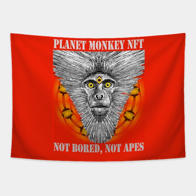 Planet Monkey Animals Not Bored Apes Tapestry by PlanetMonkey