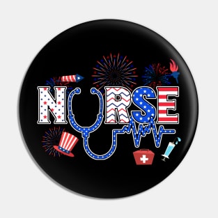 4th Of July Nursing For Women Stethoscope Nurse Graduation Pin