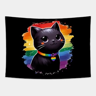 Pride LGBTQIA Trans Cute Black Cat Tapestry