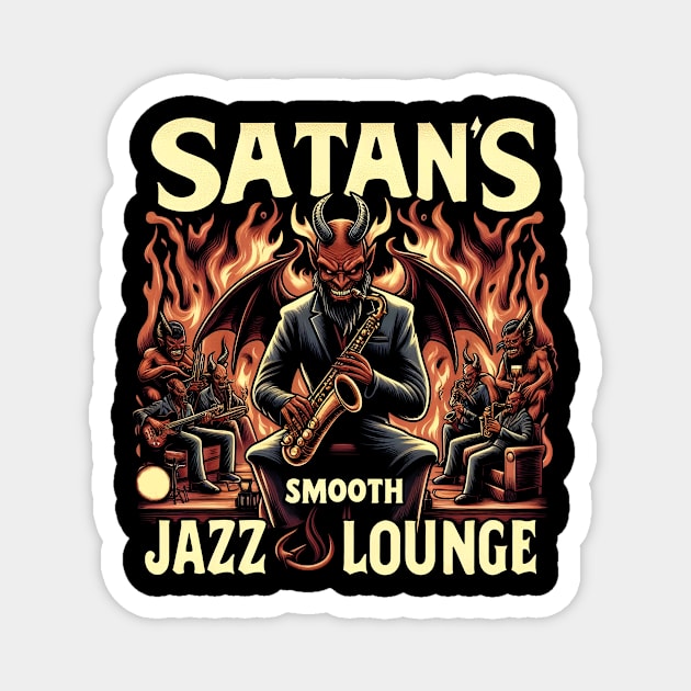 Satan's Smooth Jazz Lounge, Satan playing the saxophone Magnet by ArtbyJester