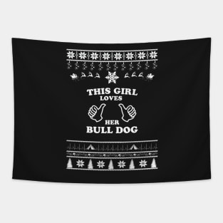 Merry Christmas Bull  Dog Tapestry