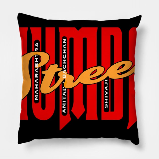 Mumbai streets Pillow by SAN ART STUDIO 