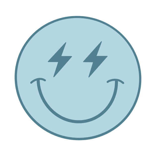 Blue lightning bolt smiley face by trippyzipp