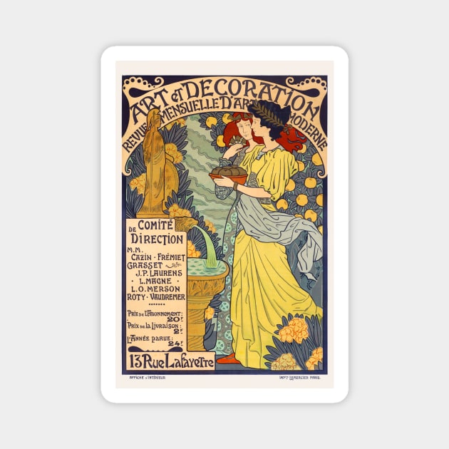 Art et decoration France Vintage Poster 1898 Magnet by vintagetreasure