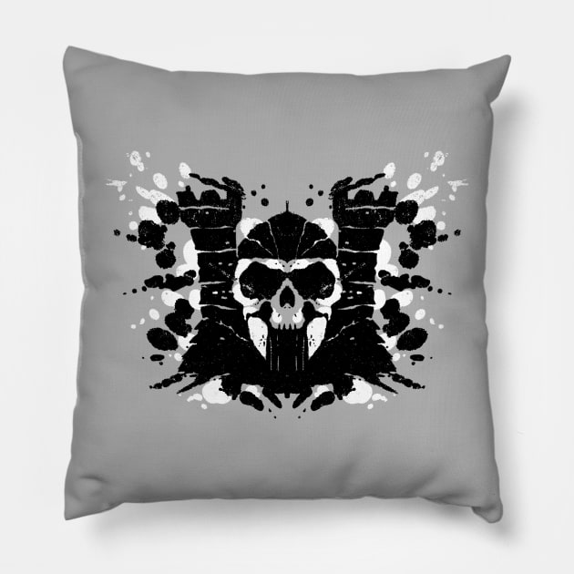 Cool Rorschach Artistic 80's Cartoon Skull Castle Pillow by BoggsNicolas