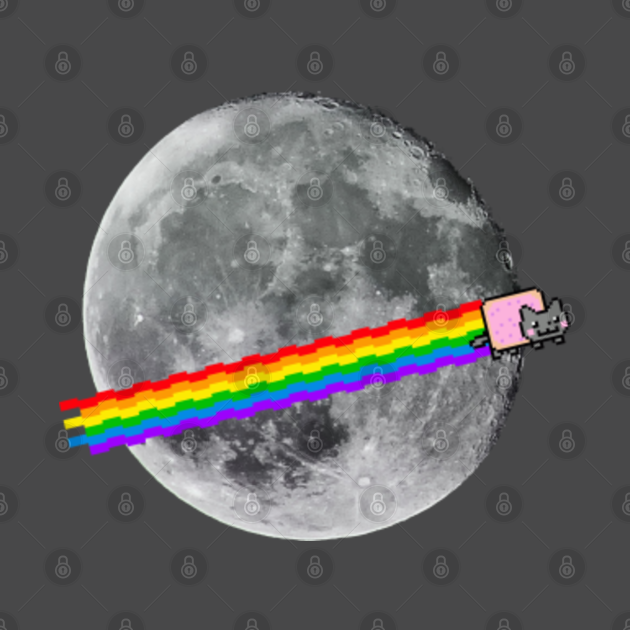 Discover Rainbow Nyan Cat Over the Moon - Nyan Cat Rainbow - T-Shirt