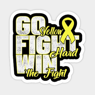 Go Yellow Fight Hard Win The Fight Hydrocephalus Awareness Yellow Ribbon Warrior Magnet