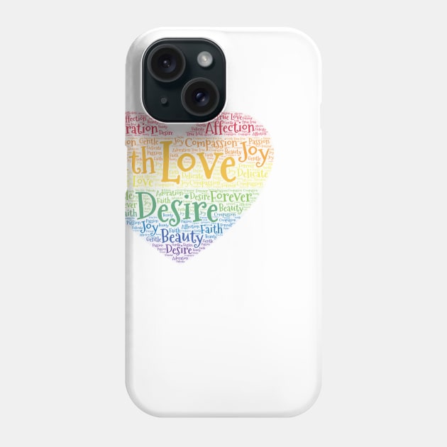 LGBTQ Pride Word Cloud Art Heart Phone Case by ckandrus