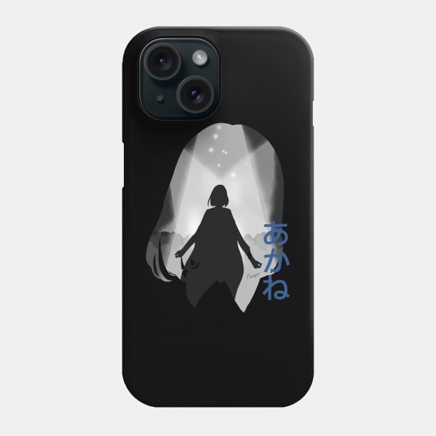 Oshi no Ko or My Star Idol's Child Anime and Manga Characters Akane Kurokawa the Genius Actress Awesome Silhouette Figure on the Lalalie Stage featured with Cool Blue Akane Japanese Lettering Phone Case by Animangapoi