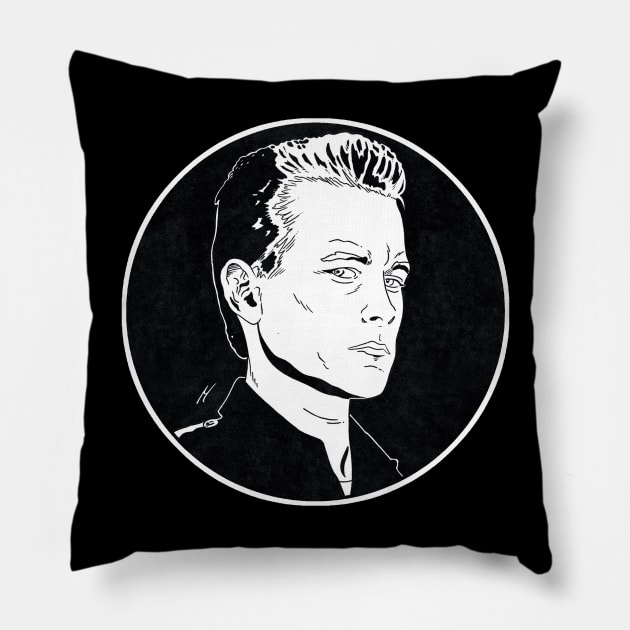 T1000 - Terminator 2 (Circle Black and White) Pillow by Famous Weirdos