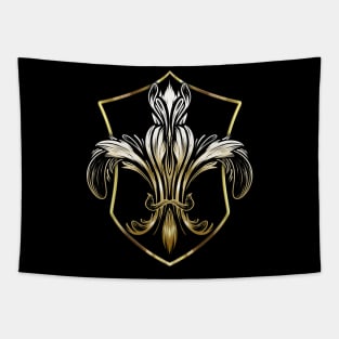 Golden Coat Of Arms With Fleur De Lis Mardi Gras Tapestry