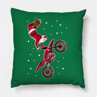 Santa Dirtbike Motocross Tricks Freestyle Christmas Xmas Pillow