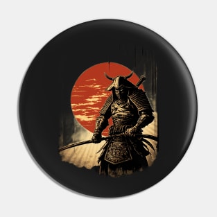 Red Moon Samurai Pin
