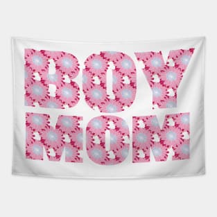 Boy Mom Pink Floral Typography Tapestry