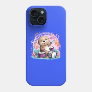 Cute Sea Otter playing drums Phone Case