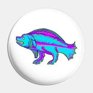 Bad Medieval Art 90's Retro Rainbow Frank Style Dog Fish Creature Pin