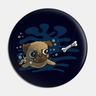 Cute Funny Pug Swimming Ala Nirvana for Pug Lovers Pin