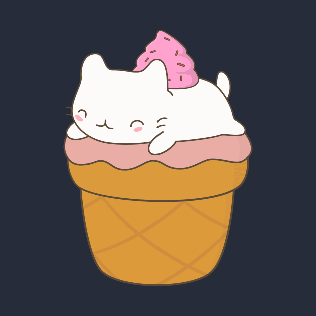 Kawaii Ice Cream Cat Dessert T-Shirt by happinessinatee