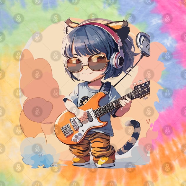 A little girl plays the guitar by CatCoconut-Art