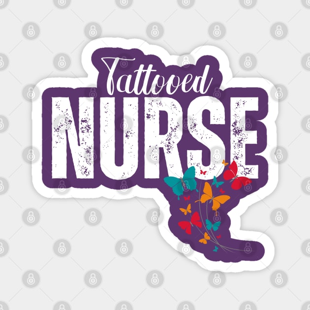 Tattooed Nurse with Butterflies Magnet by jackofdreams22