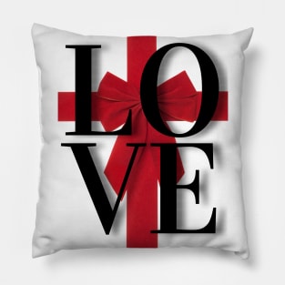 Stunning illustration of "LOVE" & beautiful wrapped red bow - Black Label Pillow