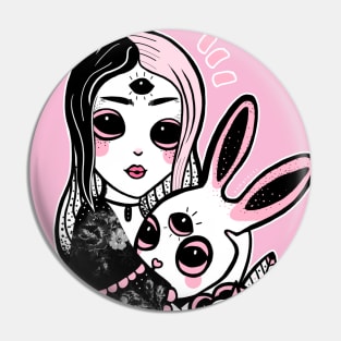 Dark alice and white rabbit Pin