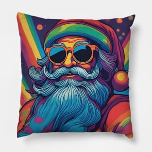 Funky Psychodelic Santa Christmas Colourful block art bold print Pillow