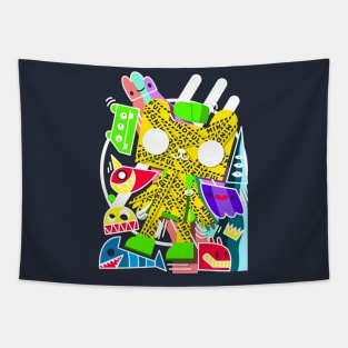 Yellow Cat Doodle Zone KEESHEE Tapestry