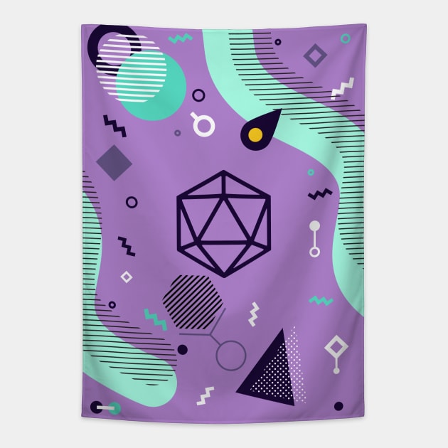 Polyhedral Dice Set Memphis Design Lavender Teal Tabletop RPG Tapestry by dungeonarmory