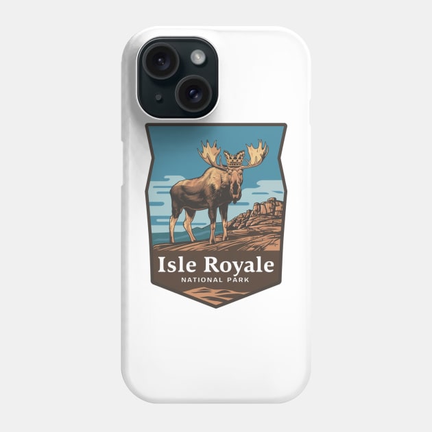 Isle Royale National Park Moose Emblem Phone Case by Perspektiva