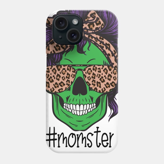 Mom of Monsters, Halloween Mom Life Skull Cheetah Tie Dye Phone Case by PIIZ