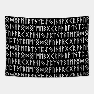 Viking runes white pattern Tapestry