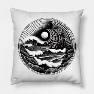 Mystic Tides: Moonlit Surf Pillow