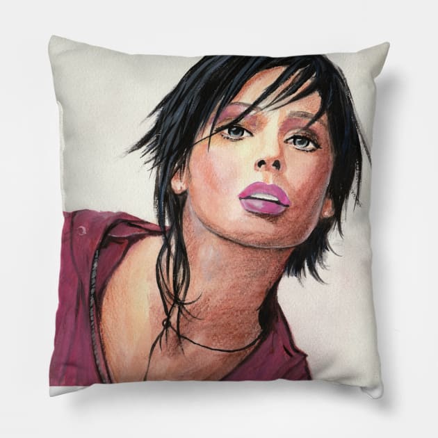 Natalie Imbruglia Pillow by Svetlana Pelin