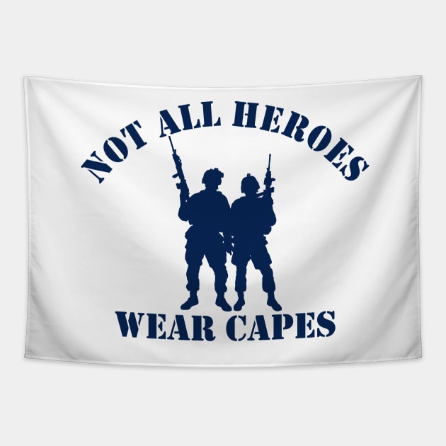 Not All Heroes Wear Capes (navy) Tapestry by Pixhunter