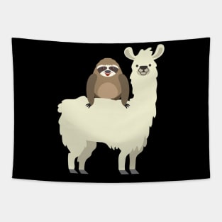 Cute & Funny Sloth Riding Llama Tapestry