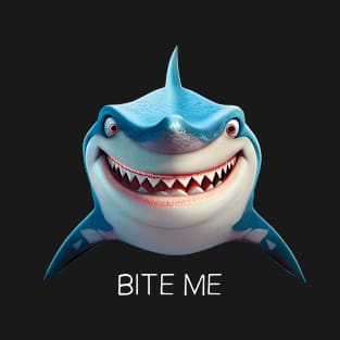 Bite Me Shark in Cartoon Style T-Shirt