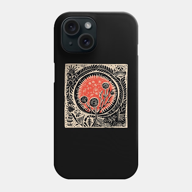 Lino Cut Flowers Phone Case by n23tees