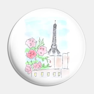 Paris, France, architecture, travel, watercolor, art, capital, sketch. Illustration hand drawn modern Pin