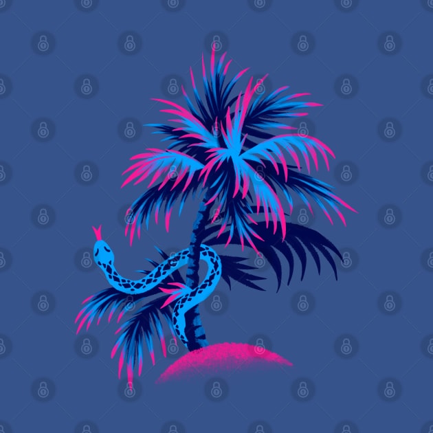 Snake Palms - Blue / Pink by andreaalice