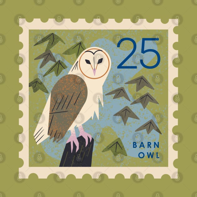 Barn Owl Postage Stamp by Renea L Thull