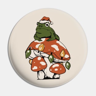 Vintage Retro Cottagecore Frog Mushroom Christmas Pin