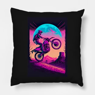 Cyber Future Dirt Bike With Neon Colors Pillow