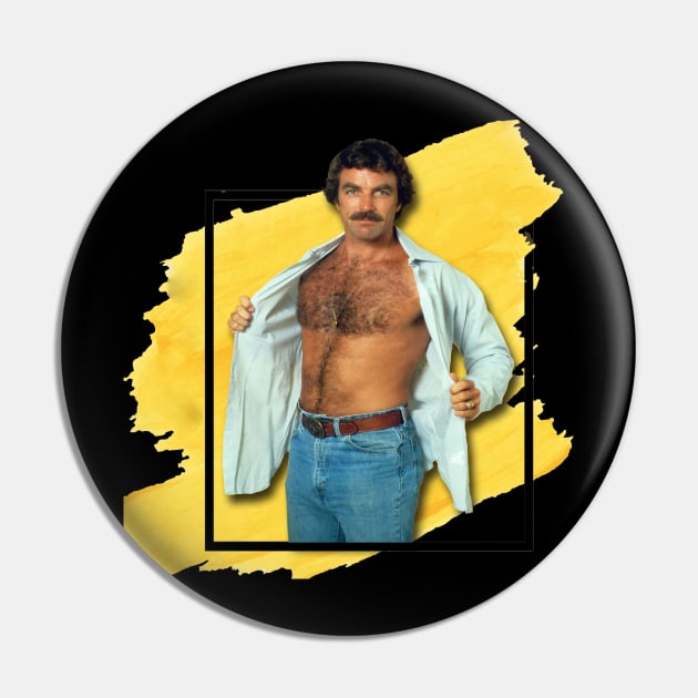 Tom Selleck//Yellow Splash Pin by 9ifary