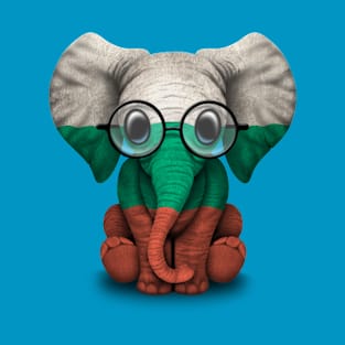 Baby Elephant with Glasses and Bulgarian Flag T-Shirt