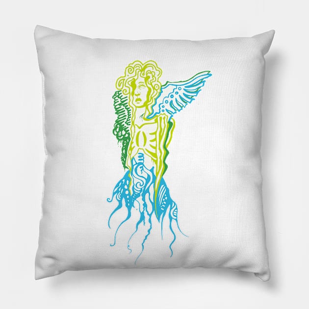 Green Lady Pillow by SourSoulART