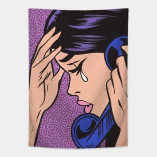 Telephone Crying Comic Girl Tapestry